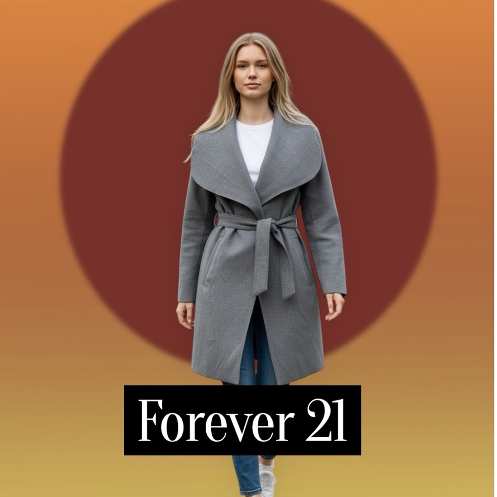 Vintage Y2K Forever 21 Women's Gray Trench Coat - Picture 8 of 10